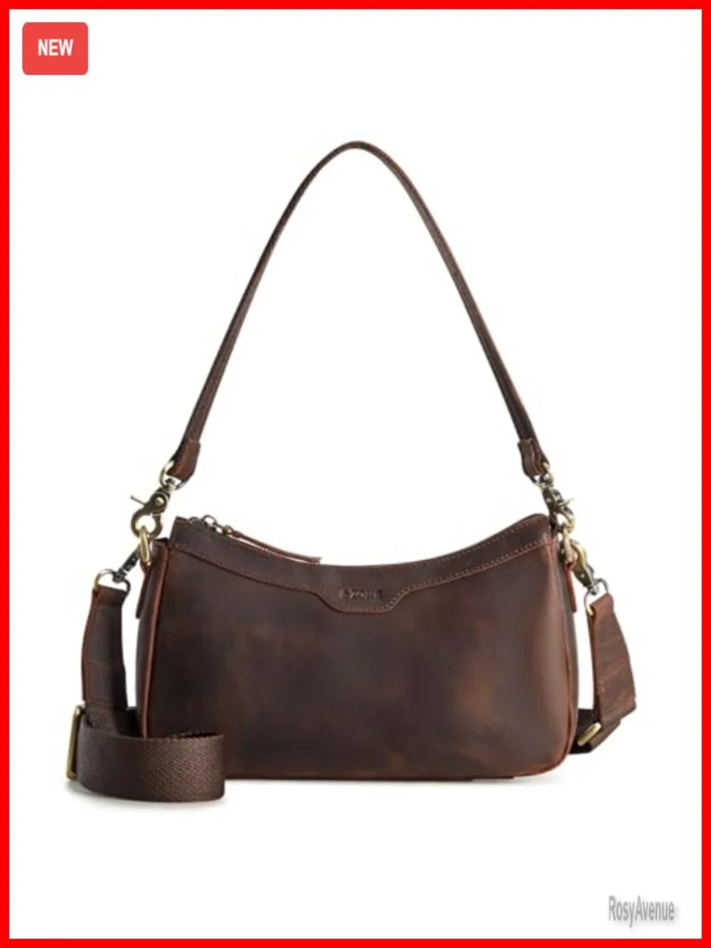 S-ZONE Small Leather Hobo Crossbody Bag Women 2 Straps